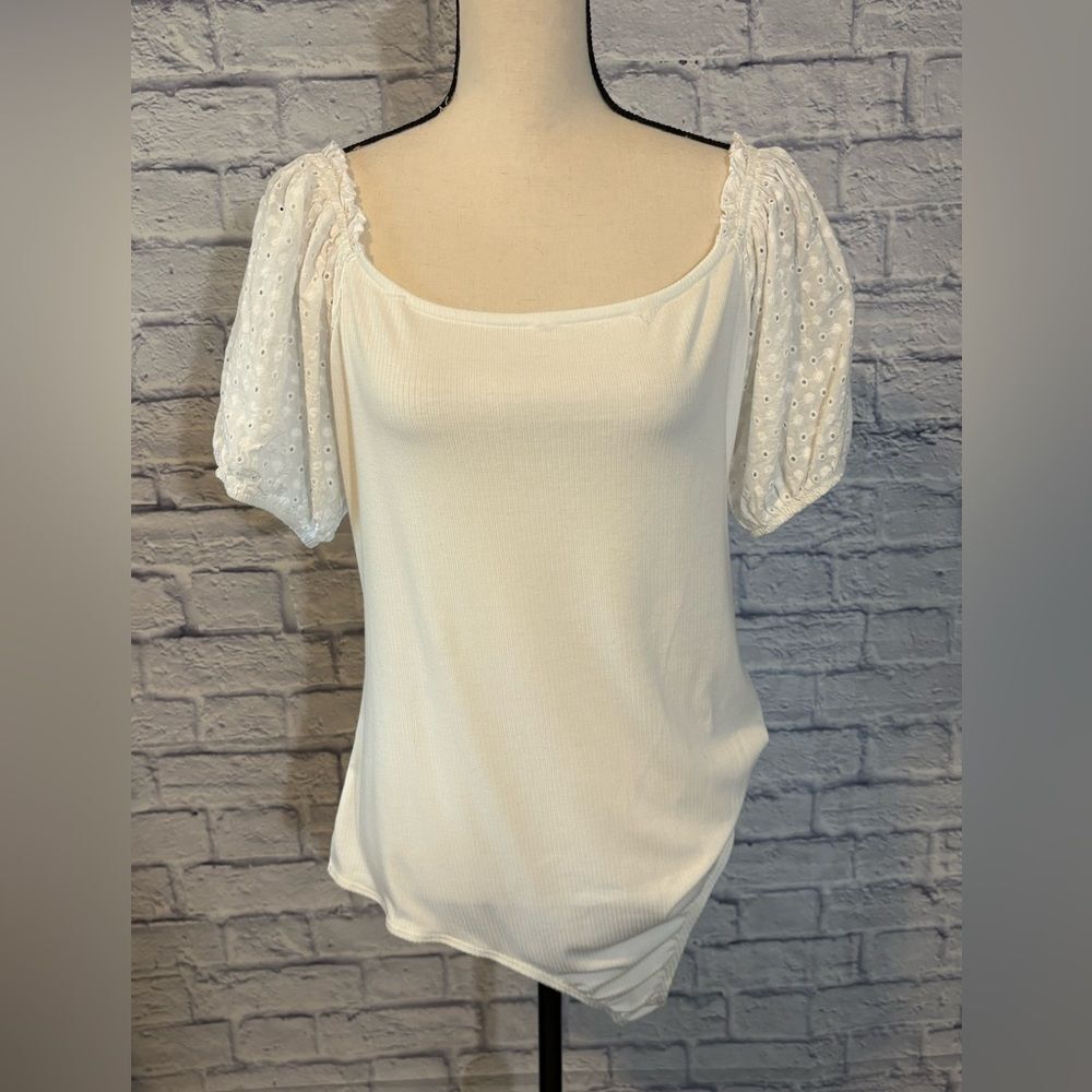 ARULA White Eyelet Sleeve Blouse